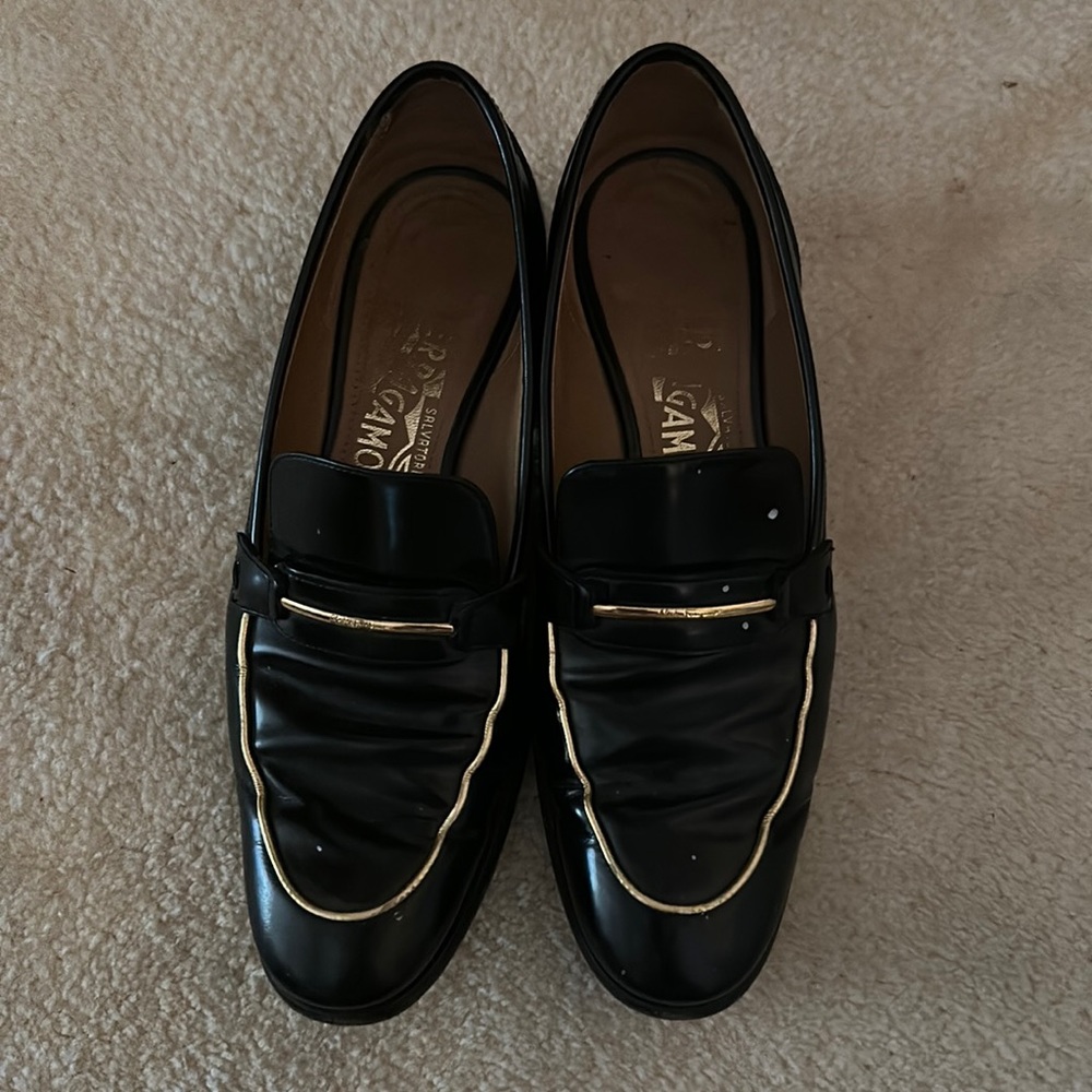 Black Ferragamo Reed Loafers